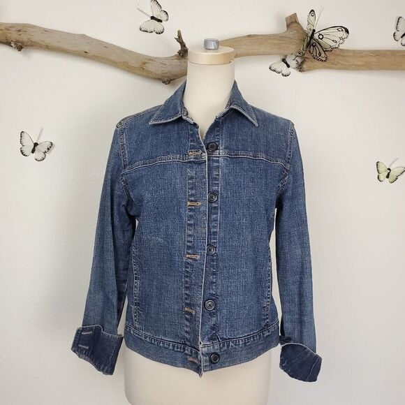 Ann Taylor blue denim jacket button up - Picture 1 of 7
